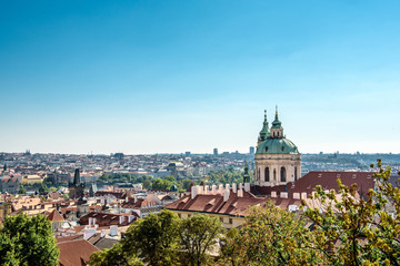 Fototapeta na wymiar panorama of the city of Prague and St Nicholas church