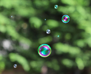 The rainbow bubbles from the bubble blower