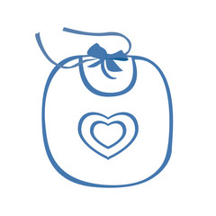Baby bib blue with heart symbol
