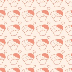 Valentine's day seamless pattern with cakes. Vector illustration