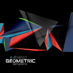 Vector color geometric shapes on black background