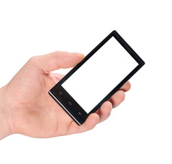 The black smartphone in man's hand