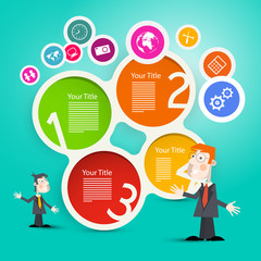 Businessmen or Teachers with Circle Paper Infographic Layout and Technology Icons