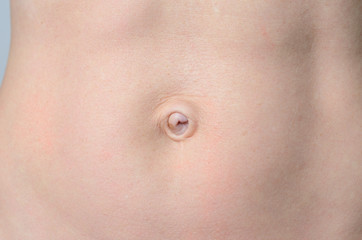 Flat Belly of a Bare middle-aged Woman in Close up - obrazy, fototapety, plakaty