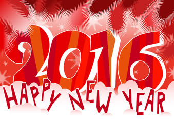 Happy New Year Card in Reds