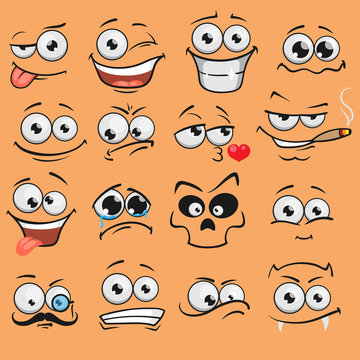 Cartoon faces set