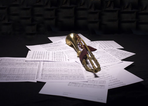 An image of a trumpet on black