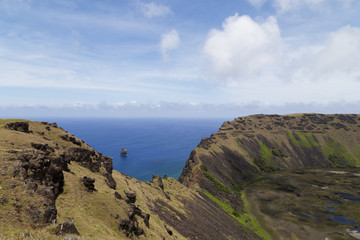 Fototapeta na wymiar Volcano Rano Kau on Rapa Nui, Easter Island