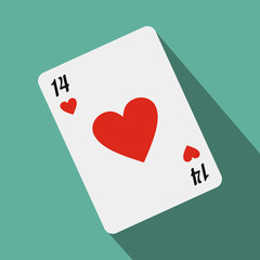 Playing card with red heart