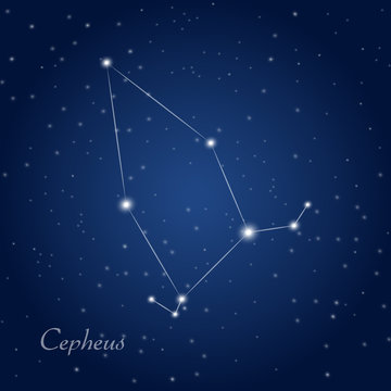 Cepheus constellation at starry night sky 