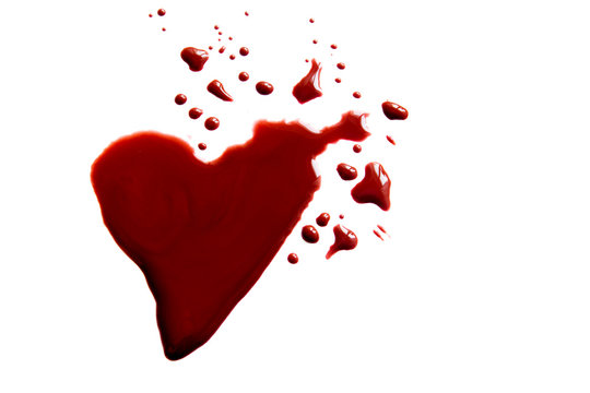 Bloody heart shape puddle