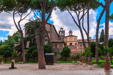 Fototapeta premium Orange Garden (Parco Savello Giardino degli Aranci) on the Aventine Hill in Rome. Italy