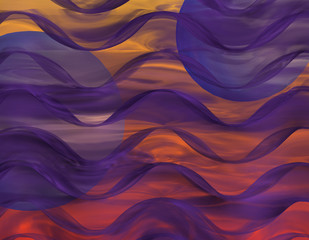 Deep blue waves with tinges of orange yellow