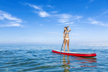 Woman practicing paddle