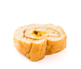 Bread roll stuffed with chili. And shredded pork.