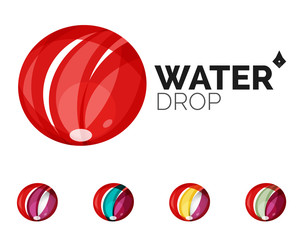 Set of abstract eco water icons, business logotype nature green concepts, clean modern geometric design