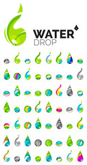 Large set of abstract eco water icons, business logotype nature green concepts, clean modern geometric design