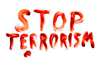 Stop Terrorism bloody words