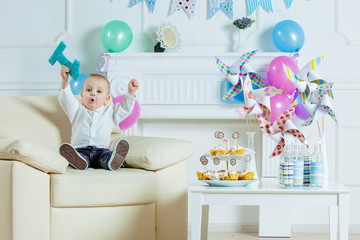 Portrait boy with birthday cake