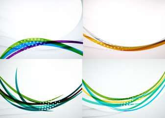 Set of abstract backgrounds. Elegant colorful decorated lines and waves with copyspace for your message