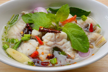 tom yum soup ,Thai style Spicy soup with fish