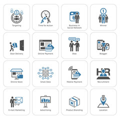 Flat Design Business Icons Set.