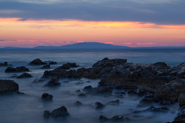 Fototapeta na wymiar Sunset at Dudici, island Pag, Croatia