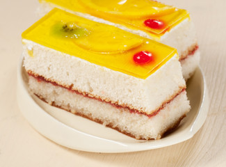 Angel cake with fruit