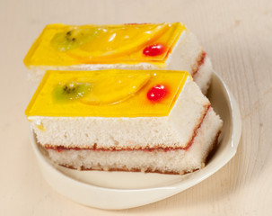 Angel cake with fruit