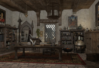 The Alchemist's Study - fantasy illustration © Algol