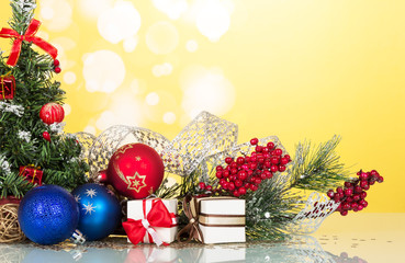 Christmas toys and gifts close-up