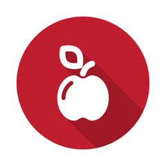Flat Apple icon with long shadow on red circle