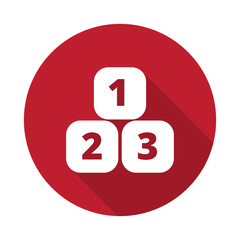 Flat 123 Blocks icon with long shadow on red circle