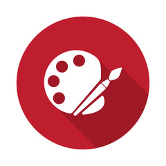 Flat Palette icon with long shadow on red circle