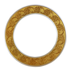 Frame golden circle on isolated white background.