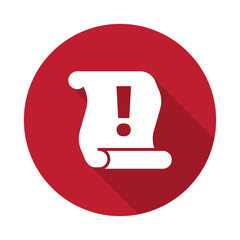 Flat Important Information icon with long shadow on red circle