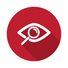 Obraz premium Flat Observe icon with long shadow on red circle