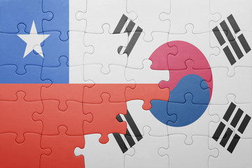 puzzle with the national flag of chile and south korea