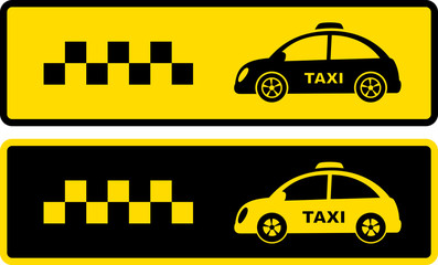 black and yellow retro taxi icons