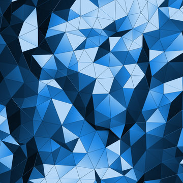 Abstract 3D Rendering of Low Poly Blue Surface.