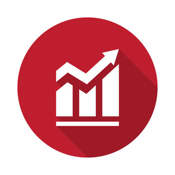 Flat Trend icon with long shadow on red circle