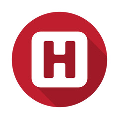 Flat Helicopter Platform icon with long shadow on red circle