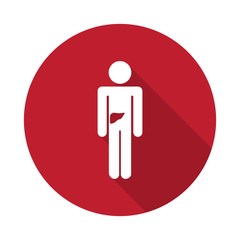 Flat Liver icon with long shadow on red circle