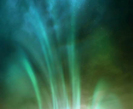 Aurora borealis in night sky.