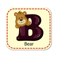Illustration of isolated alphabet B for bear