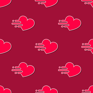 Vector mooving hearts seamless pattern in modern flat design. Fast life background concept. Tshirt design