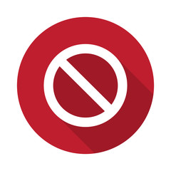 Flat Forbidden icon with long shadow on red circle