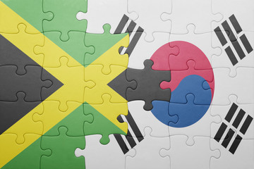 puzzle with the national flag of jamaica and south korea