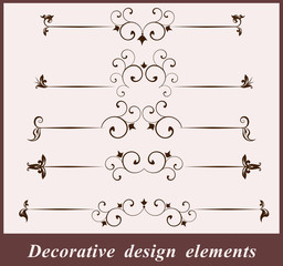 Vector set calligraphic design elements in vintage style.