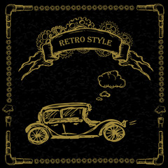 steampunk Retro cars on black